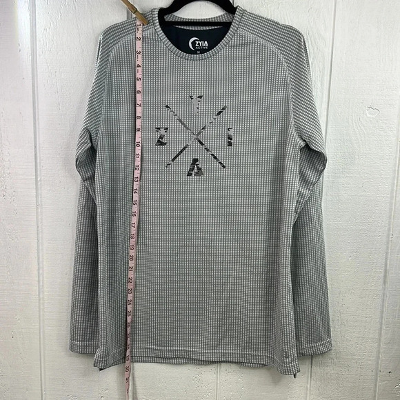 Zyia Active Men’s White Honeycomb X Logo Size Medium Long Sleeve Dry Fit Tee - Picture 5 of 7